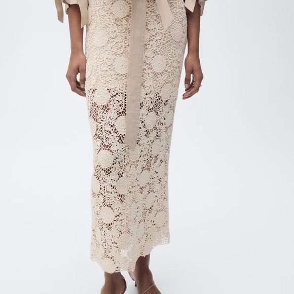 Mango crochet floral skirt off white cream NWT small - Picture 1 of 6